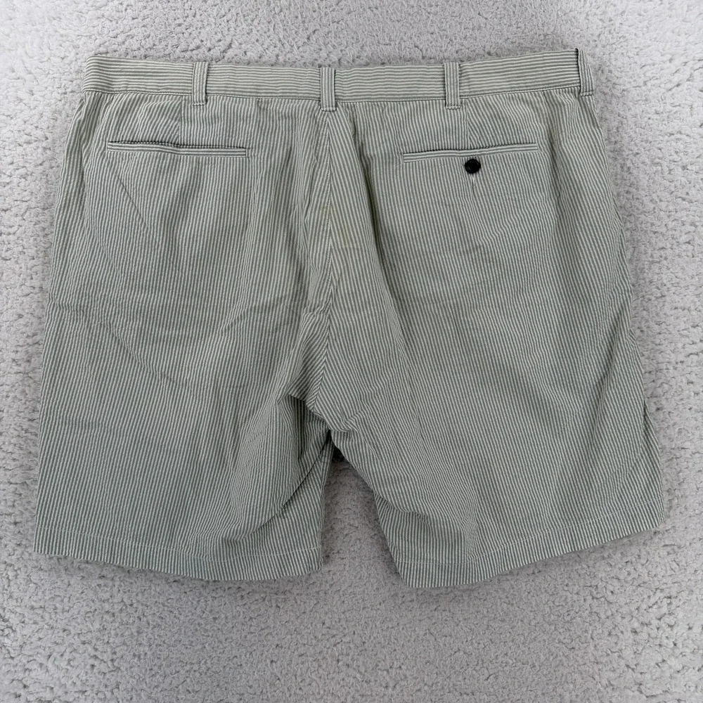J.Crew Shorts Mens 40 Green Striped Chino Stretch Flat Front Coastal Casual